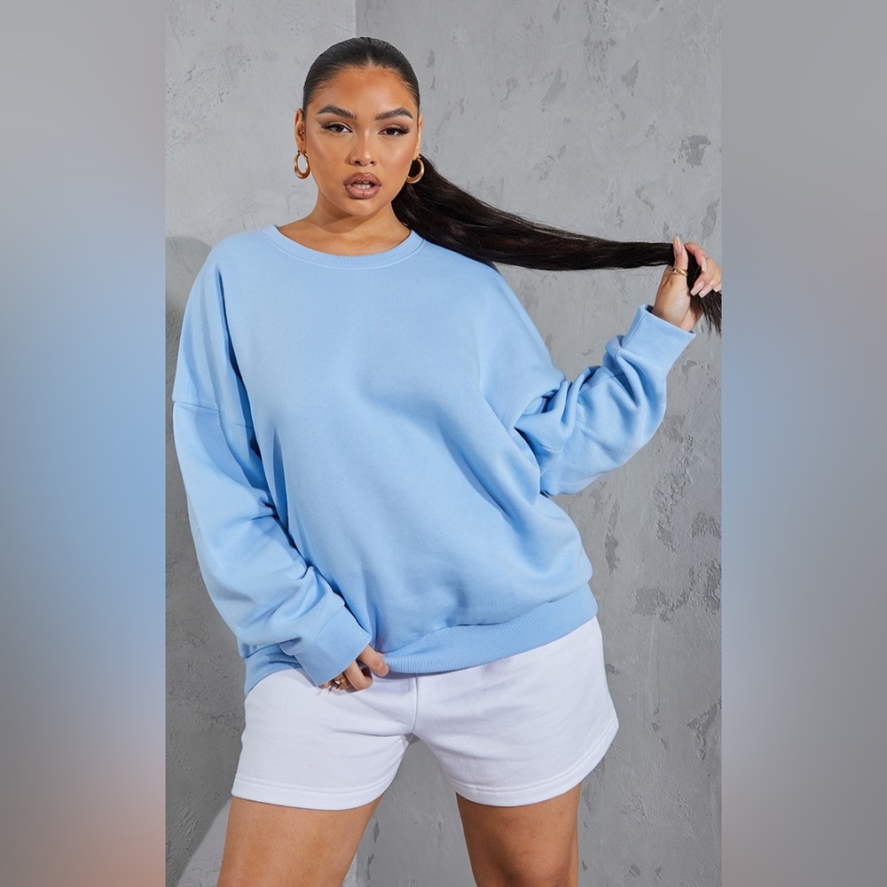 Women's Pastel Blue Relaxed Crewneck Sweatshirt